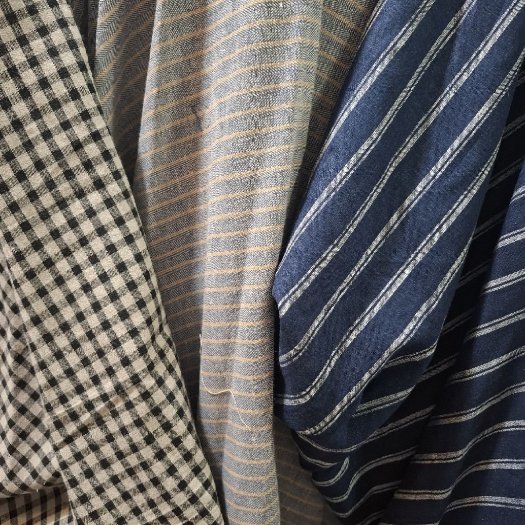 LINEN STRIPE GARMENT FABRIC BY THE meter (ราคาที่ระบุต่อครึ่งเมตร)