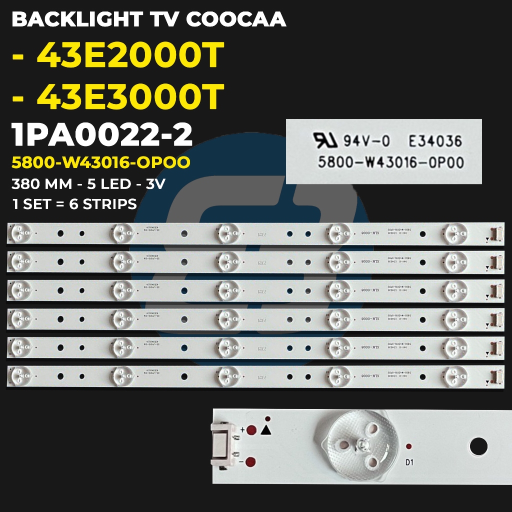 COOCAA 43 นิ้ว TV Backlight 43E2000T 43E3000T 5800-W43016-OPOO