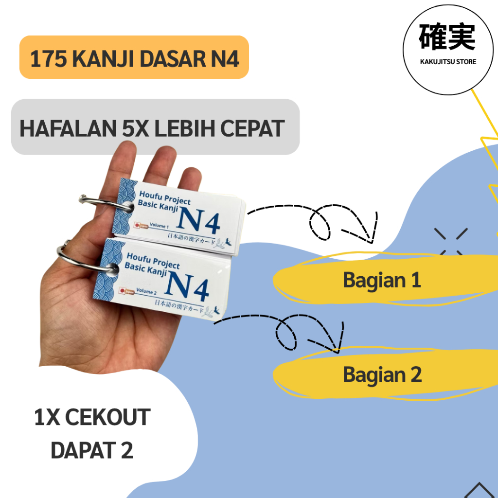 (175 คันจิ ขั้นพื้นฐาน N4) การ์ดแฟลชญี่ปุ่น