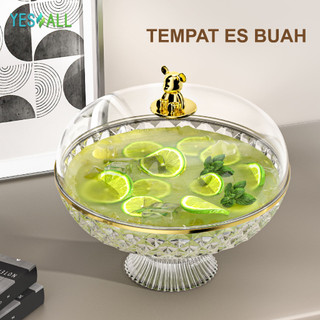 YESALL Tempat Buah Estetik – Toples Buah Cantik Dengan Tutup Akrilik & Gagang Emas – Untuk Meja Tamu / Dessert / Kado