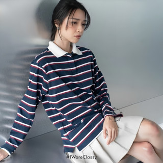 CLASSY Lauren Padel Longsleeve Top 325 Atasan Kaos Lengan Panjang Wanita Sporty Padel Outfit Stripes