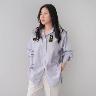 RADEN | Maeve Shirt - Stripe Shirt Kemeja Basic Salur Garis Oversized - Atasan Wanita Lengan Panjang
