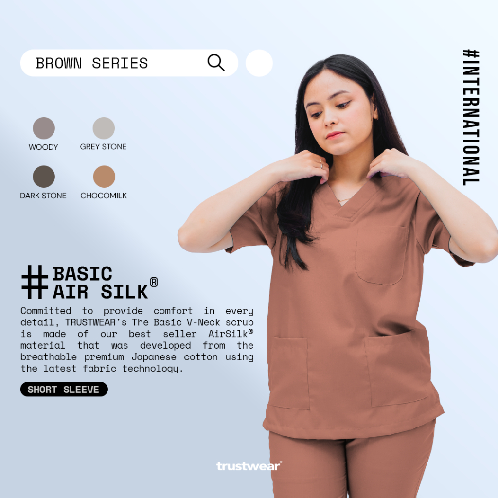 Doctors Scrub/Set OKA OK Nurse/Doctor Short Sleeve Brown Series [ส่งออก]