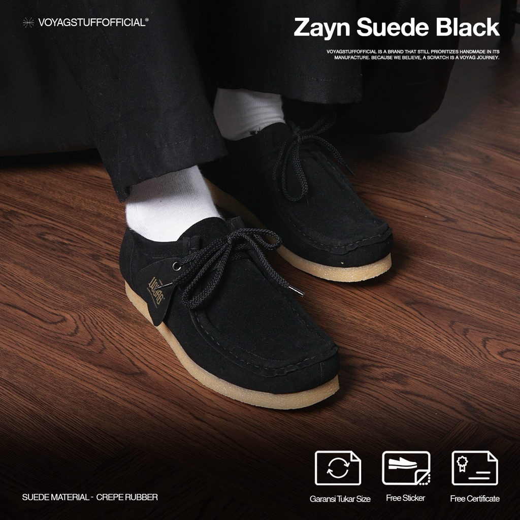 Voyagegstuffofficial - รองเท้าบูทสีดํา Zayn Suede สําหรับผู้ชาย