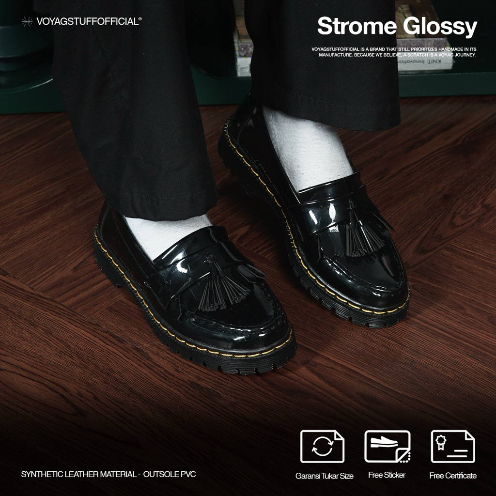 Voyagstuffofficial - Strome Mens Penny loafers Blackglos