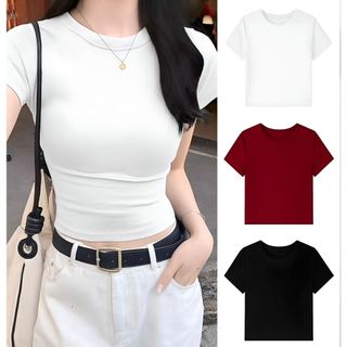 Kaos wanita Crop Top Korea  Crop Tee Korean Style Kaos Wanita Atasan wanita Crop  Kaos Crop Tee Korean Style Kaos Wanita Atasan wanita Crop baju atasan wanita korea kaos wanita terlaris crop top fashion wanita