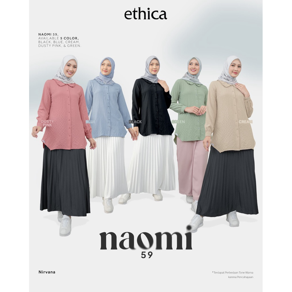 ETHICA NAOMI BLOUSE TOP 59 (ดํา, น้ําเงิน, ครีม, ชมพูฝุ่น, เขียว) no