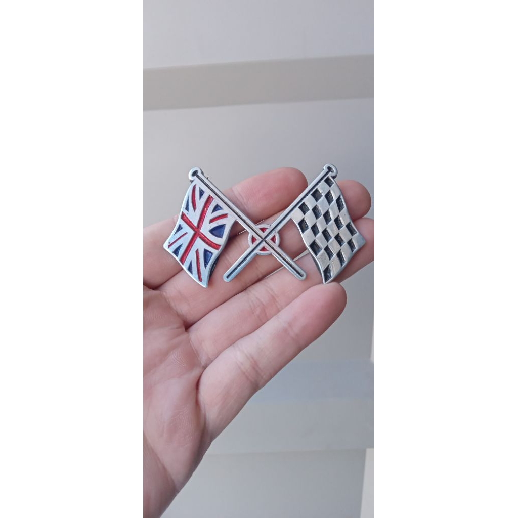 ป้าย Union Jack Flag X Racing Flag Emblem