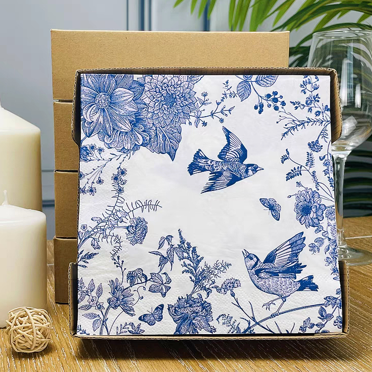 331. Decoupage ผ้าเช็ดปาก / ทิชชู่พักฟื้น นกสีฟ้า