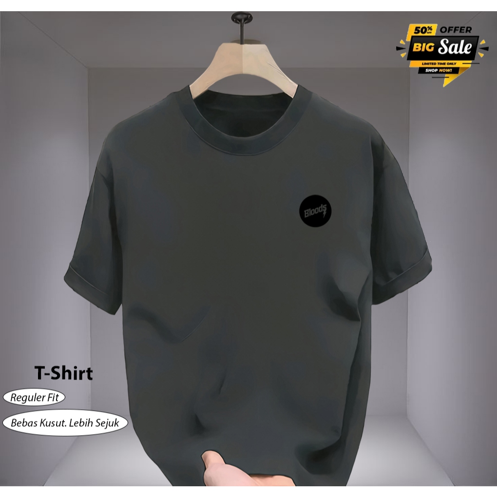 เสื้อยืดผู้ชาย/เสื้อยืดผ้าฝ้าย 24s Blods เสื้อยืด Blt Sp Black Motif [SML XL XXL] Unisex