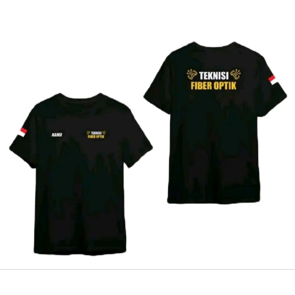 เสื้อยืดสีดําพร้อมเส้นใย OPTIC TECHNICIAN FREE NAME