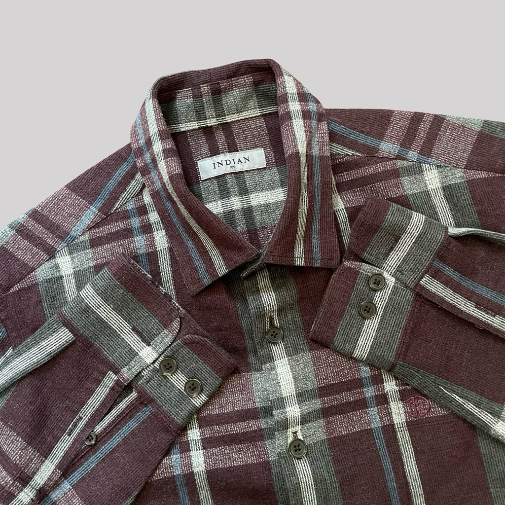 KEMEJA KATUN เสื้อเชิ้ตผ้าฝ้ายอินเดียเบอร์กันดี - Sz 105 (10)
