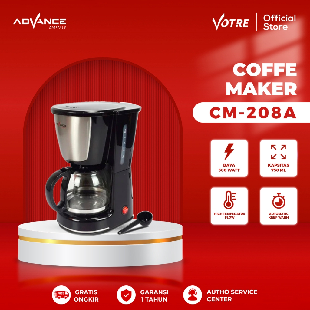 MESIN Advance CM208A เครื่องชงกาแฟ 0.6L พร้อมการรับประกันอย่างเป็นทางการ 12 เดือน
