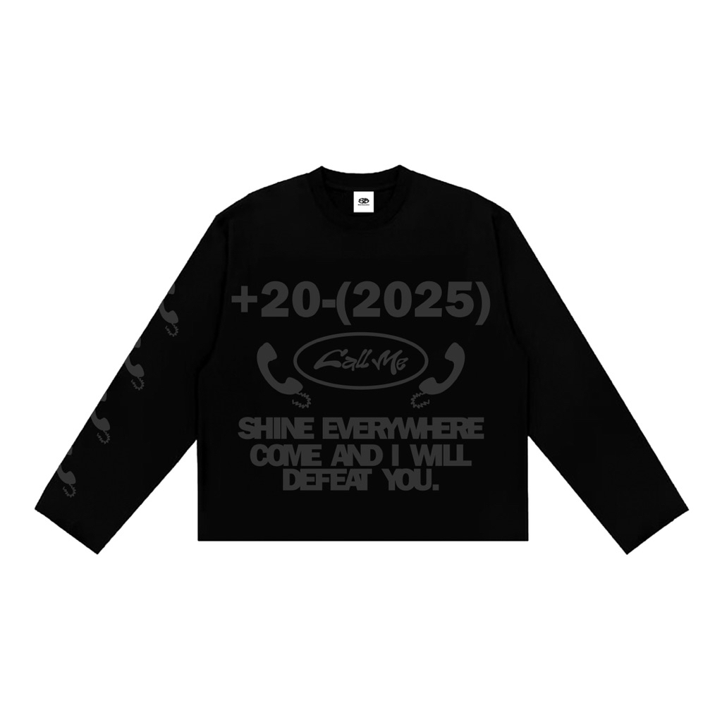 Shine.Everywhere - Longsleeves Boxy Call Me Black Unisex - Cotton Combed 20s