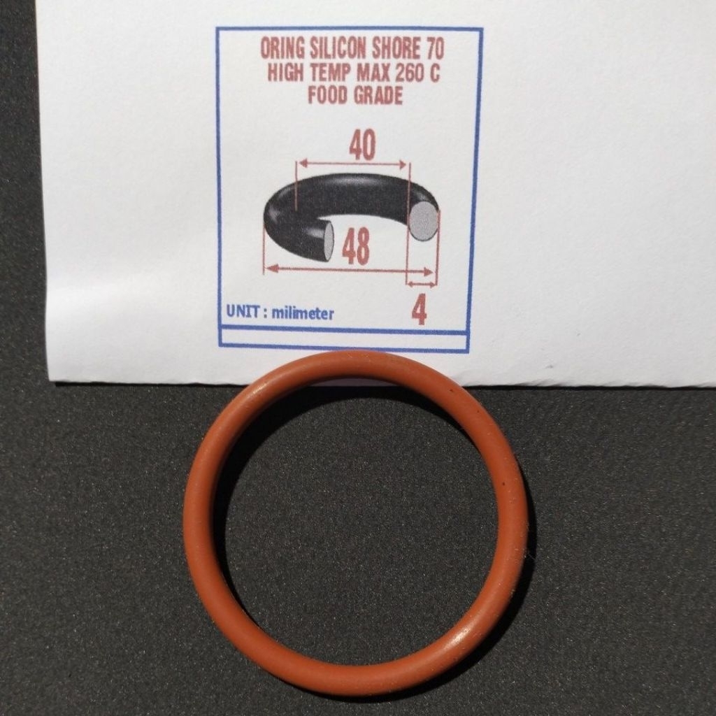 Silicon oring 4 x 40 x 48 mm hore 70 food grade max temp 260