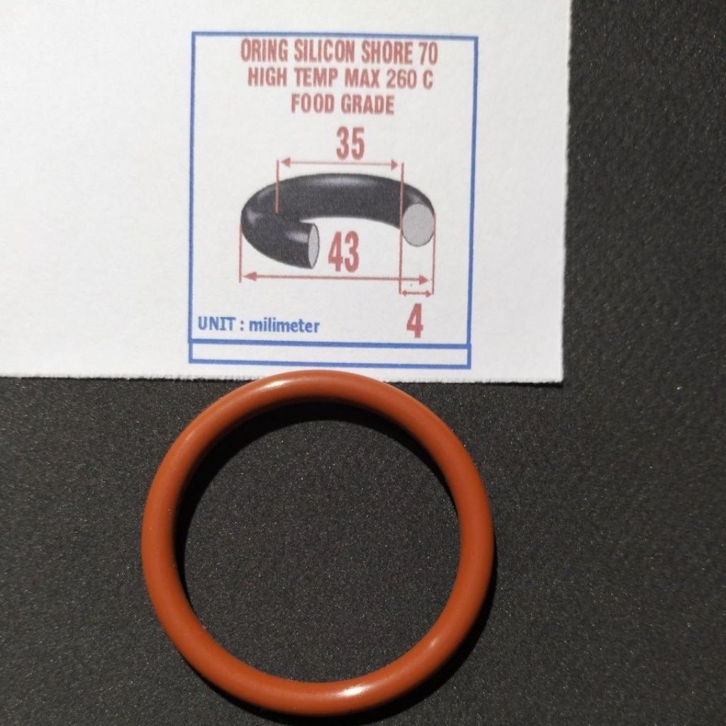 Oring silicon 4 x 35 x 43 mm hore 70 max temp 260 เกรดอาหาร