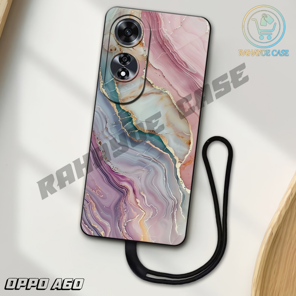 J6 - ล่าสุด Oppo A60 4G Softcase 2024 - A60 4g pro กล้อง softcase - MARBLE motif - วัสดุยางยืดหยุ่น 