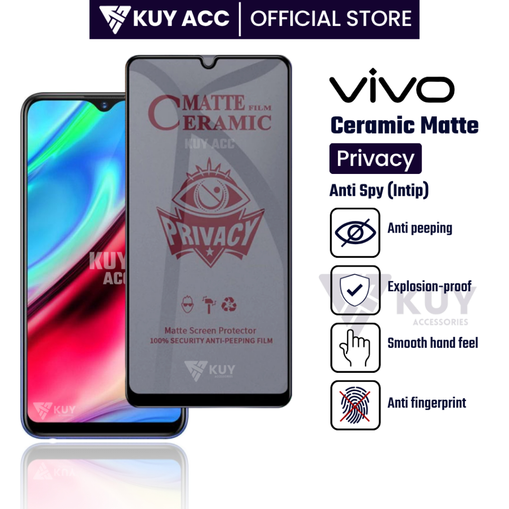 KUY – เซรามิค Matte Privacy Vivo Y91 Y91c Y93 Y95 Y91i Y83 Y81 Y83 Pro Y85 Y77 2022 Y76s Y76 5G Y75 