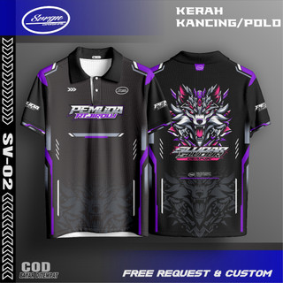 JERSEY KAOS PEMUDA RT / RACING CUSTOM NAMA TULISAN POLO KERAH KANCING V-NECK, KAOS SATUAN, BAHAN FULLPRINT SVG02