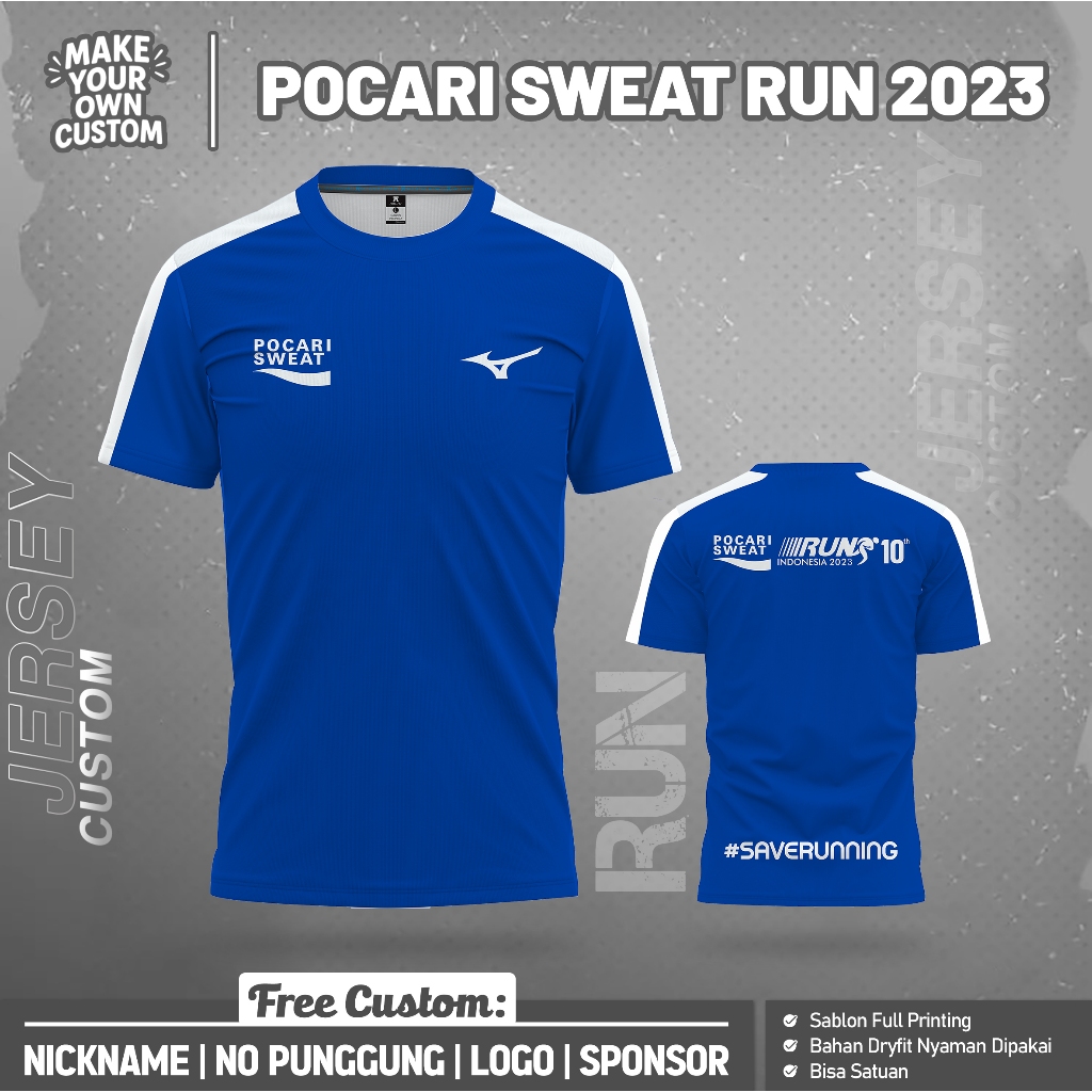 เสื้อกีฬา P0C2R1 SW3AT RUN 2023 พร้อมหมายเลขที่กําหนดเองและด้านหลังฟรี