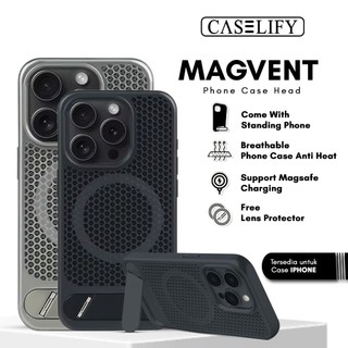 CASELIFY magvent magsafe standing heat cooling ventilasi anti panas bonus free lens protector case iphone 11 12 13 14 15 16 17 Air pro max plus