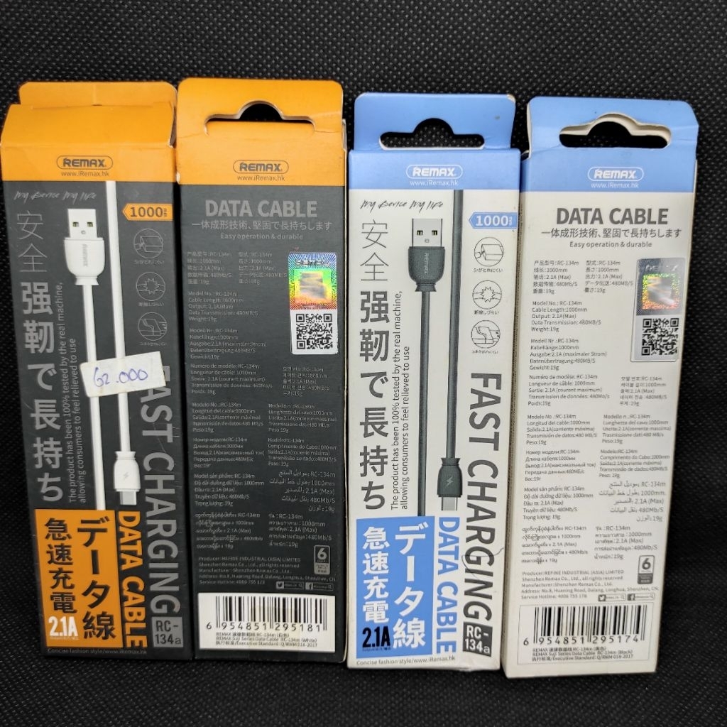 Remax Data Cable2.1A Fast Charging RC-134m ต้นฉบับอย่างเป็นทางการ
