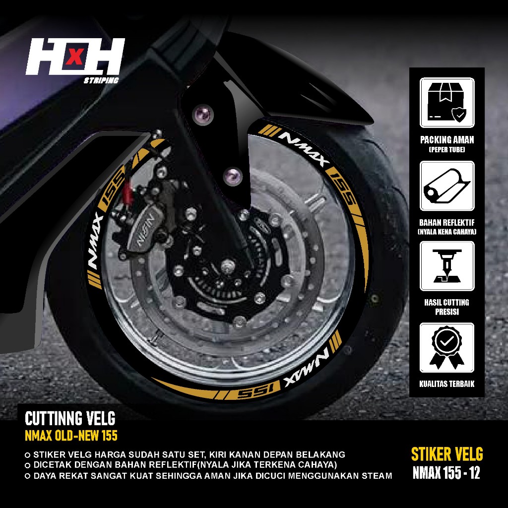 สติ๊กเกอร์ตัด yamaha Nmax 155 turbo เชื่อมต่อ Rim Variation Strip สติกเกอร์ 12