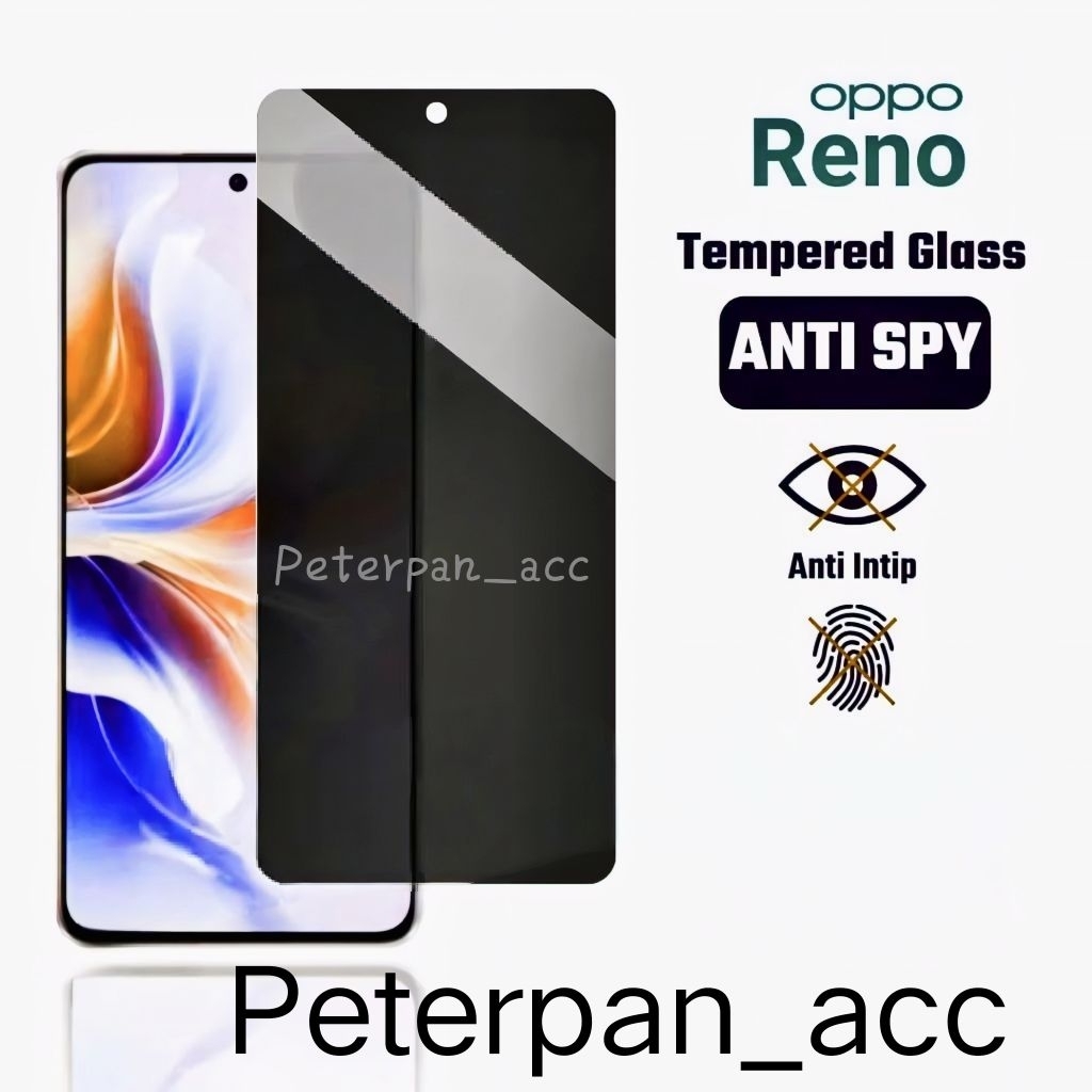 กระจกนิรภัยป้องกันSpy Oppo Reno 13 13F 13F 4G 12F 12F 5G 11F 5G 8 4G 8 5G 8 Pro 8 Pro+ 8Z 10X S.Z Zo