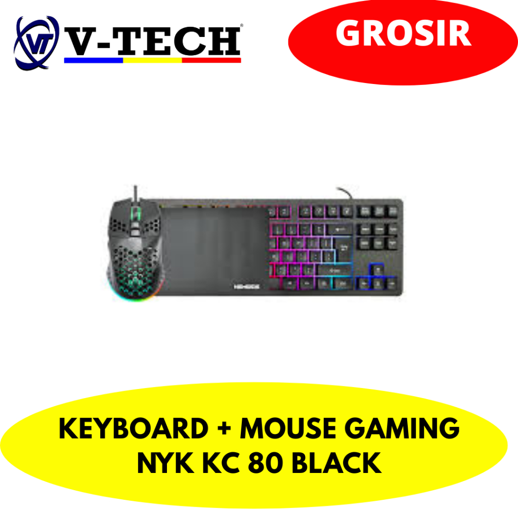 NYK KC 80 คีย์บอร์ดเกมสีดํา + เมาส์