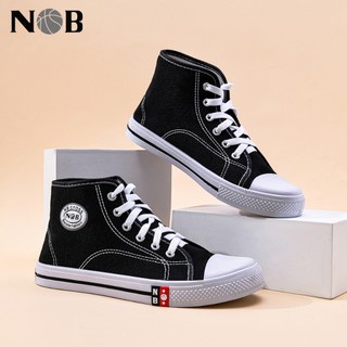 NOB | Sepatu Sekolah Formal | Tali | Bahan Canvas Tinggi | Sneakers Sekolah Hitam | Cewek & Cowok
