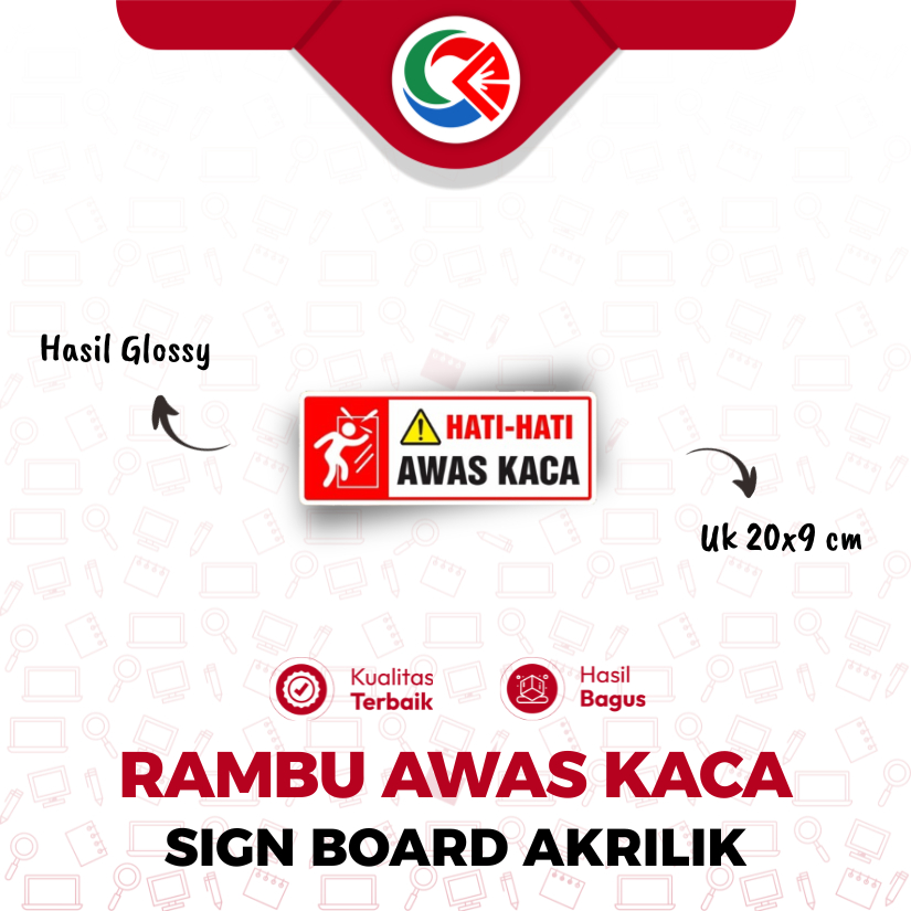 ป้ายฉลากป้ายอะคริลิก BEWARE OF GLASS