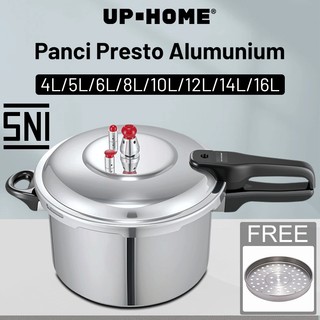 UPHOME Panci Presto Alumunium Serbaguna With Steamer / Anti Lengket Pressure Cooker Untuk Kompor Gas 4L,5L,6L,8L,10L,12L,14L,16L