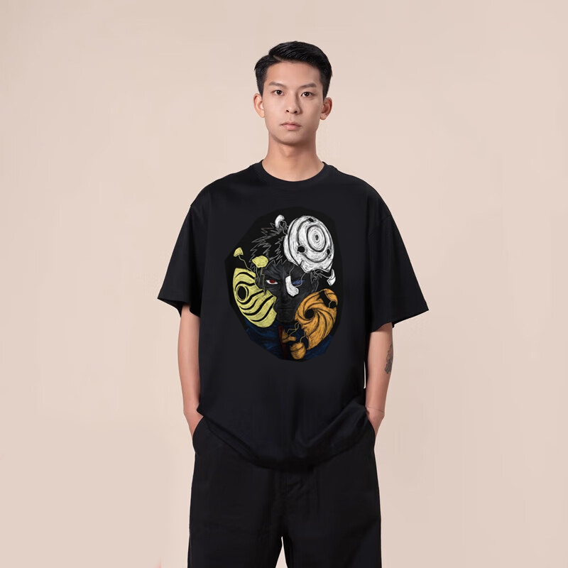 KATUN Premium Japanese Streetwear - เสื้อยืดนารูโตะ - Obito Broken Mask Scrabbel art Combed Cotton 2