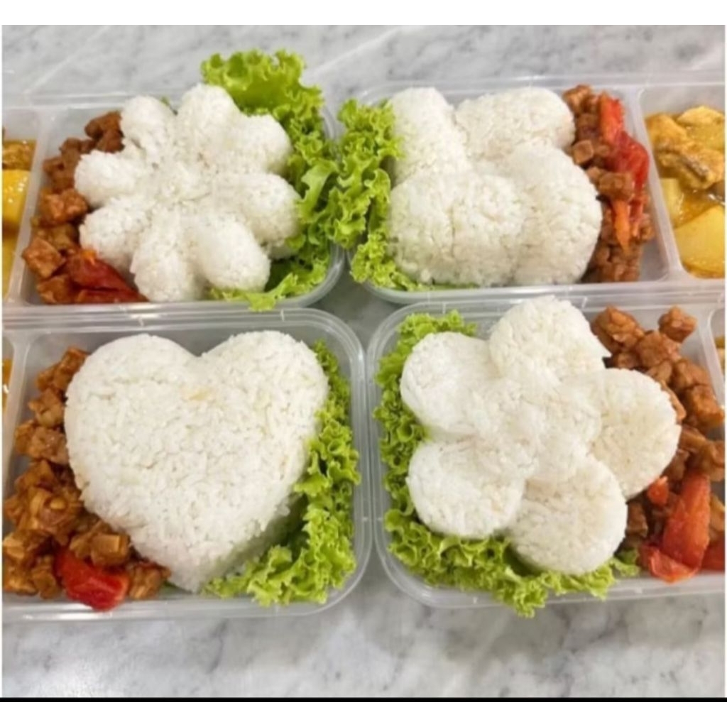 [4 ชิ้น] แม่พิมพ์ข้าวพลาสติกจัมโบ้ขนาดใหญ่/พิมพ์ลายกล่องข้าวขนาดใหญ่/แม่พิมพ์ข้าวขนาดใหญ่ฟองน้ํานึ่ง ราคา ถูกที่สุด ดีลบีเคเค แกลเลอรีภาพที่ 3