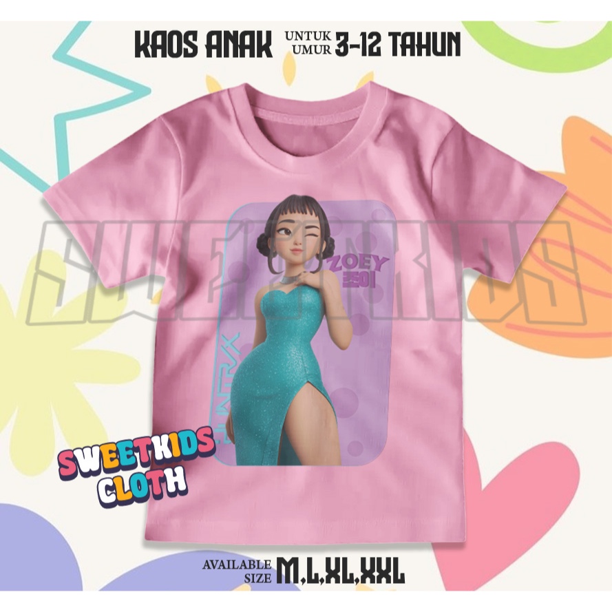 Kpop Demon Hunters Zoey เสื้อยืดเด็ก / Zoey Kpop Demon Hunters เสื้อผ้าเด็กเสื้ออายุ 3-12 ปี