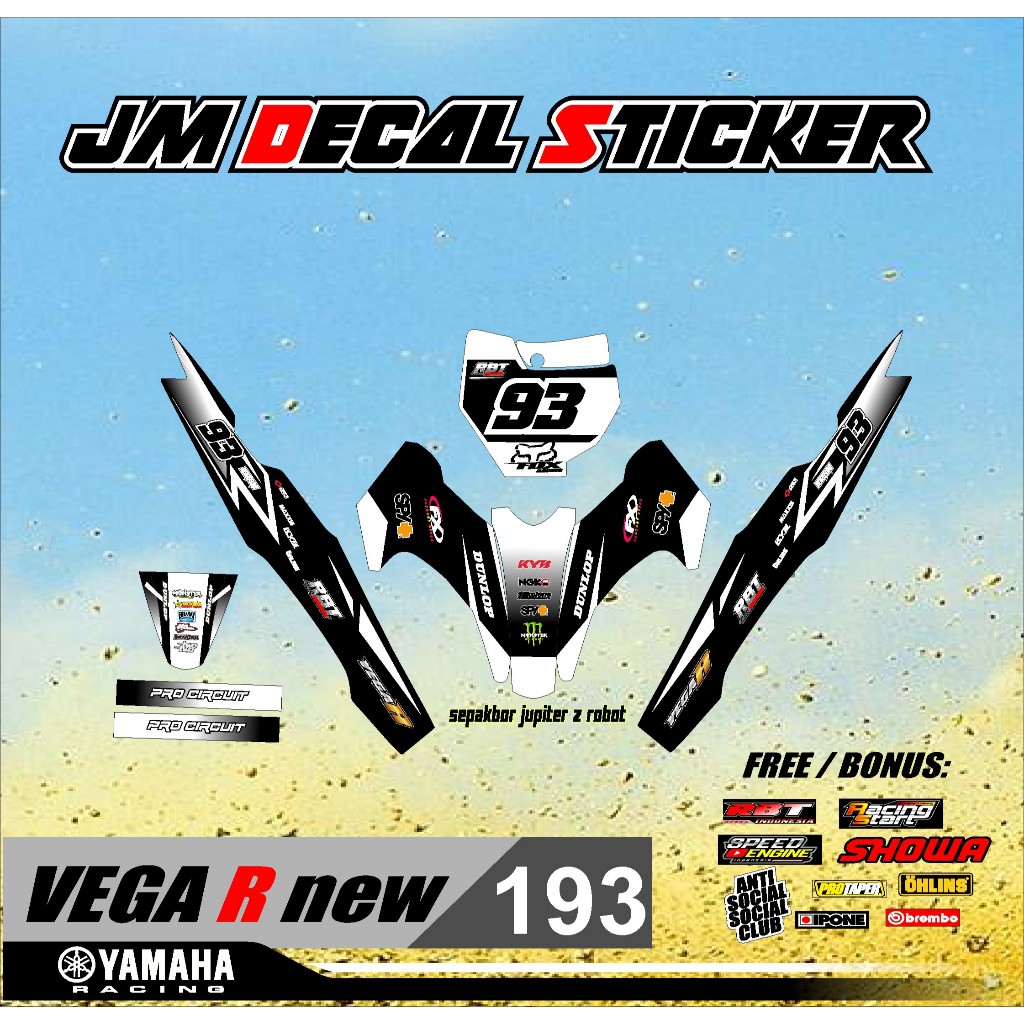 สติ๊กเกอร์ RBT STRIPING MOTOR VEGA R ใหม่ SEMI FULL BODY MOTOR CRF KLX 150 KLX BF KLX GORDON DTRACKE