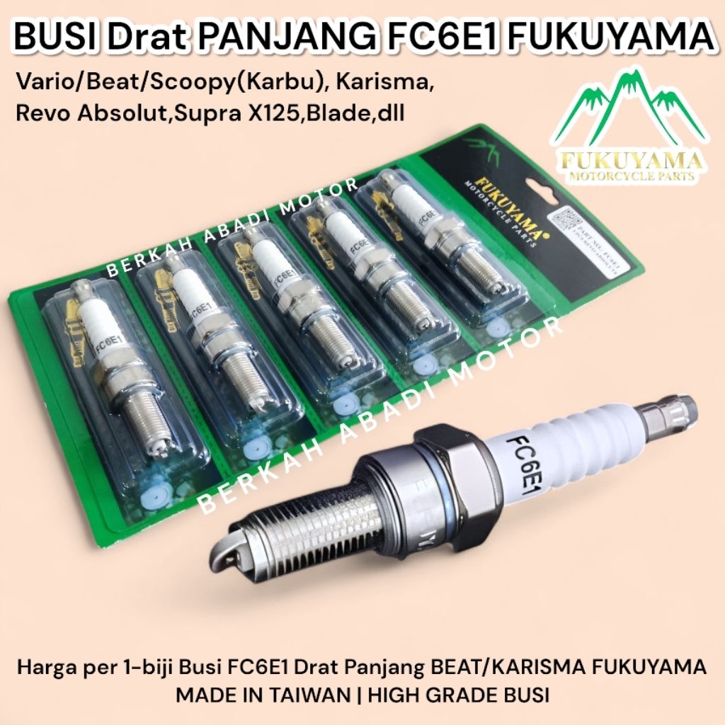 LONG THREAD CARBON SPARK PLUG Beat Karisma Vario Scoopy BLADE FUKUYAMA | FC6E1 4T เป็ดอัตโนมัติ Supr