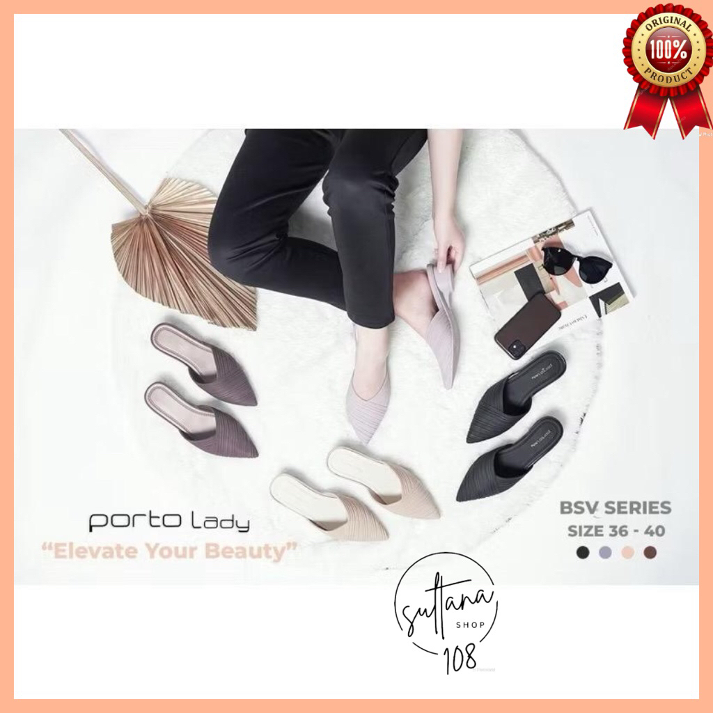 Porto Lady BSV Wedge Sandals รองเท้าแตะ V Wedge ล่าสุด
