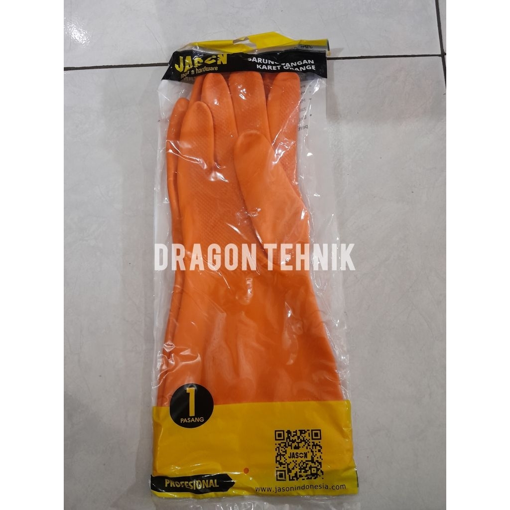 ถุงมือยาง Jason สีส้ม (L)