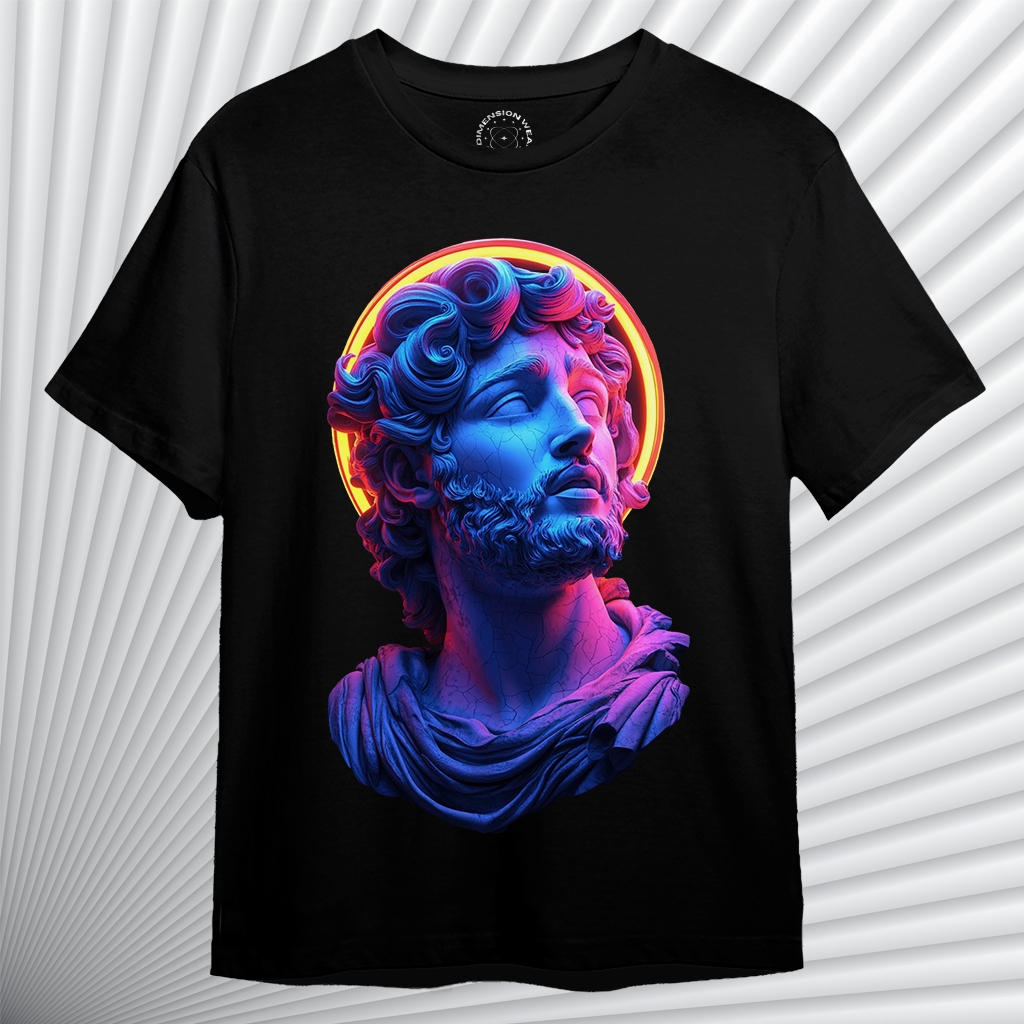 3DimensionWear - เสื้อยืด Distro พรีเมี่ยมดั้งเดิม 3D Synthwave Sculpture - DM1213