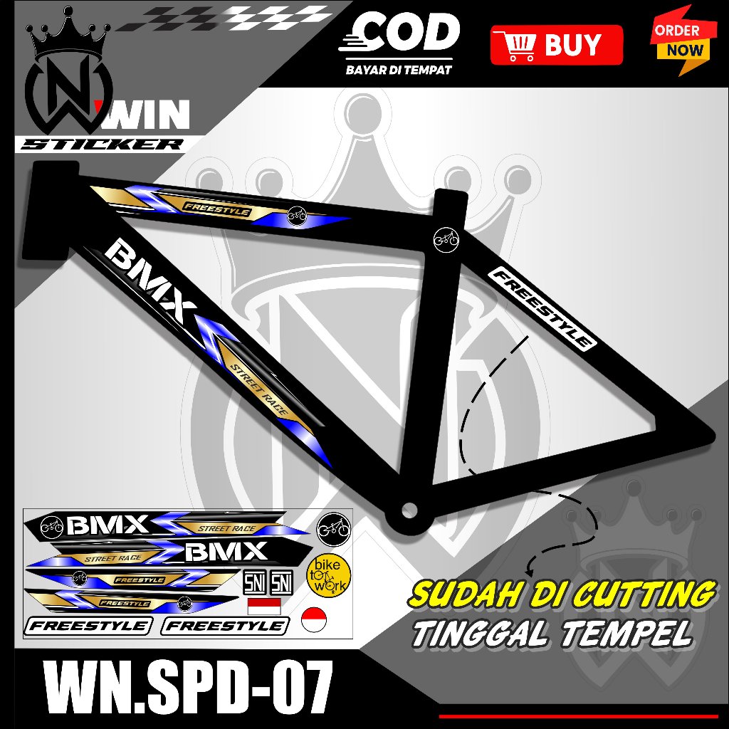 BMX Bike จักรยาน Decal สติกเกอร์สีฟ้าสีดํา Racing Variation WN.SPD-07