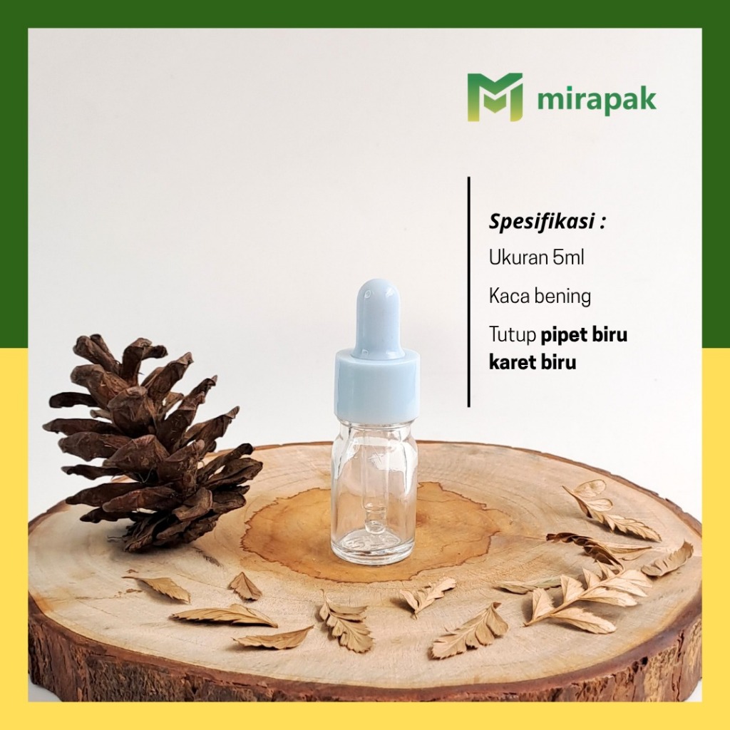 ขวดใส PIPETTE 5ML พร้อมแก้ว THICK - BLUE RING - SKINCARE เซรั่มเครื่องสําอาง - R18BLUE