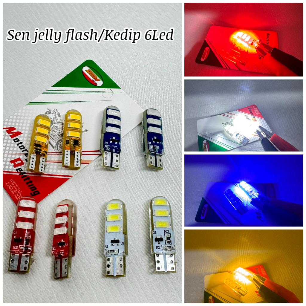ราคาบรรจุ 2 ชิ้น T10 6Led Universal Motorcycle Car Jelly Flash Cents PAIR ซ้ายและขวา