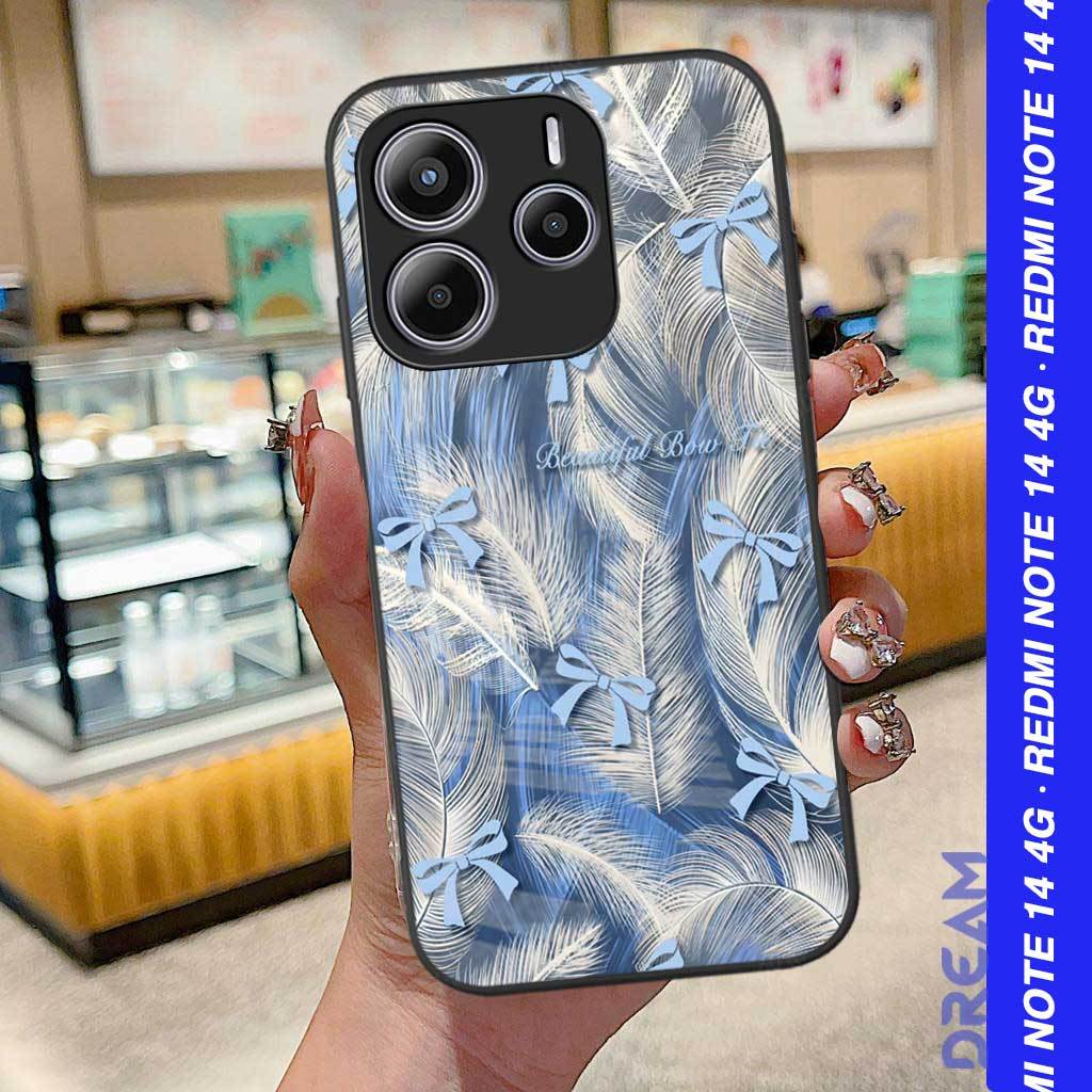 REDMI NOTE 14 4G Glass Softcase - ล่าสุด REDMI NOTE 14 4G HP Casing [M373] RED Casing - Aesthetic Mo