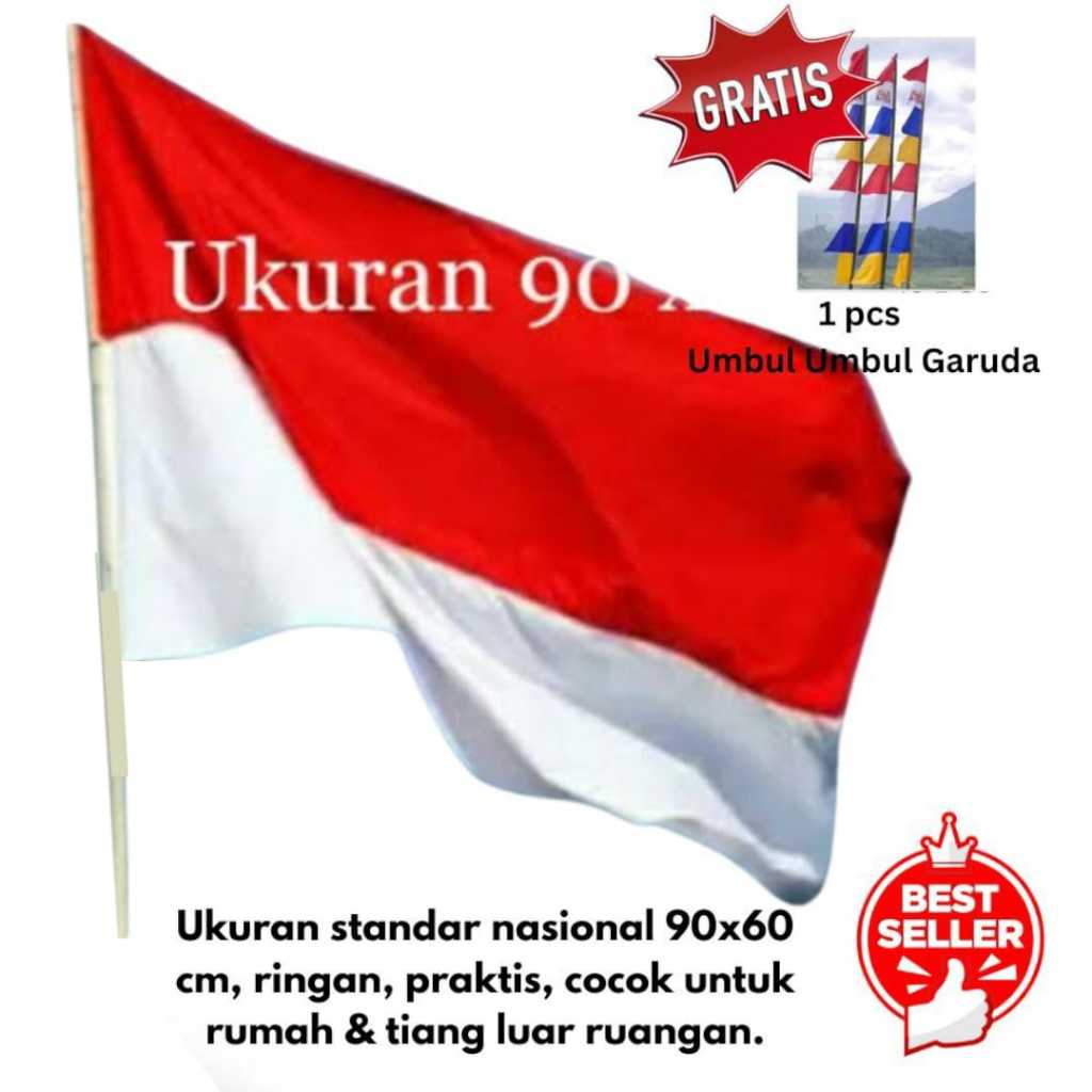 MERAH 6 PCS Garuda and Red and White Umbul Umbul Flags - วัสดุพรีเมี่ยมไม่ซีดจาง