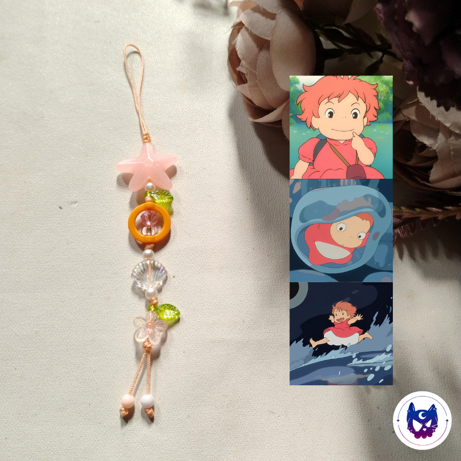 GANTUNGAN HP [PC 12] เสน่ห์โทรศัพท์ / ที่วางโทรศัพท์ / พวงกุญแจลูกปัดตัวละคร Ghibli - Ponyo