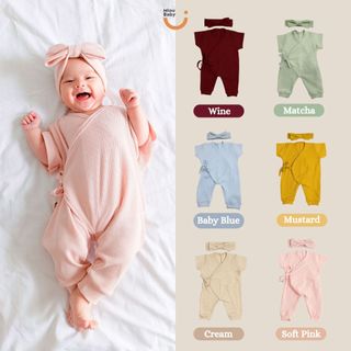 MIOUBABY Kimono Basic Girl Free Headband - Jumpsuit Kimono Bayi Usia 0-12 Bulan