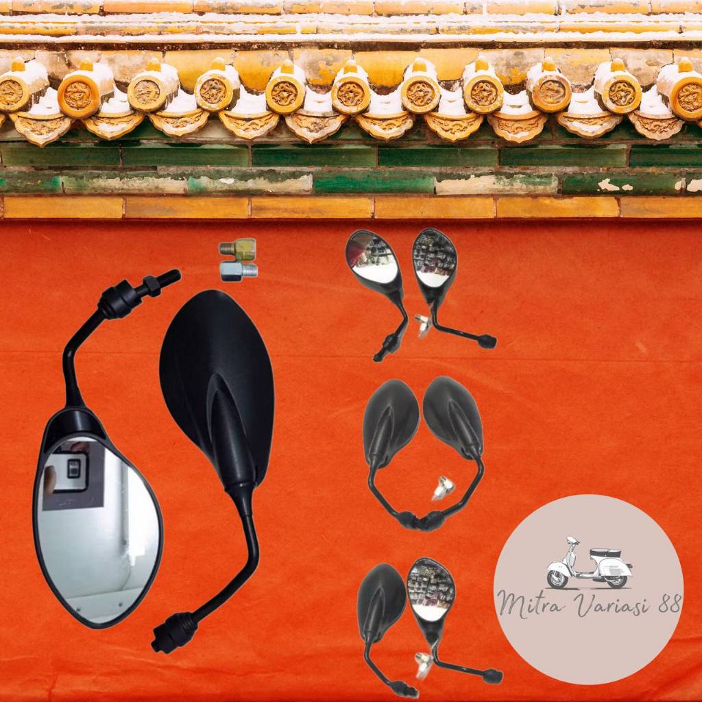 Original X1 Chrome Mirror + Universal Bolt Adapter สําหรับ Honda & Yamaha (PNP) MV88