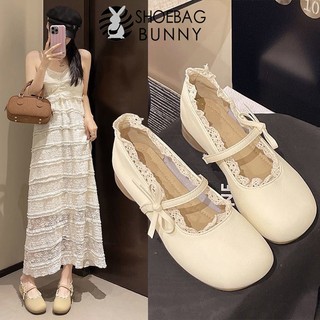 COD Sepatu Flat Shoes Beige Wanita Mary Jane Tali Loafers Santai Ringan Karet Empuk Nyaman& Trendi
