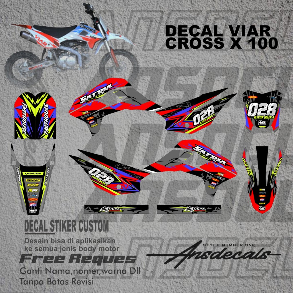 Viar Cross X 100 สติ๊กเกอร์ Viar Cross X 100 ใหม่ Mini Trail สติ๊กเกอร์ Mini Trail